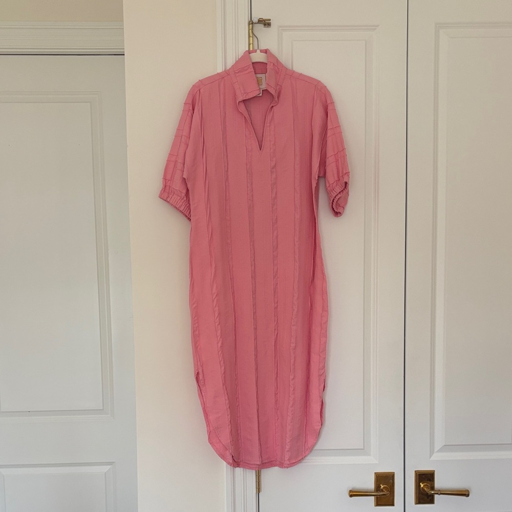 Pink Midi Shirt Dress